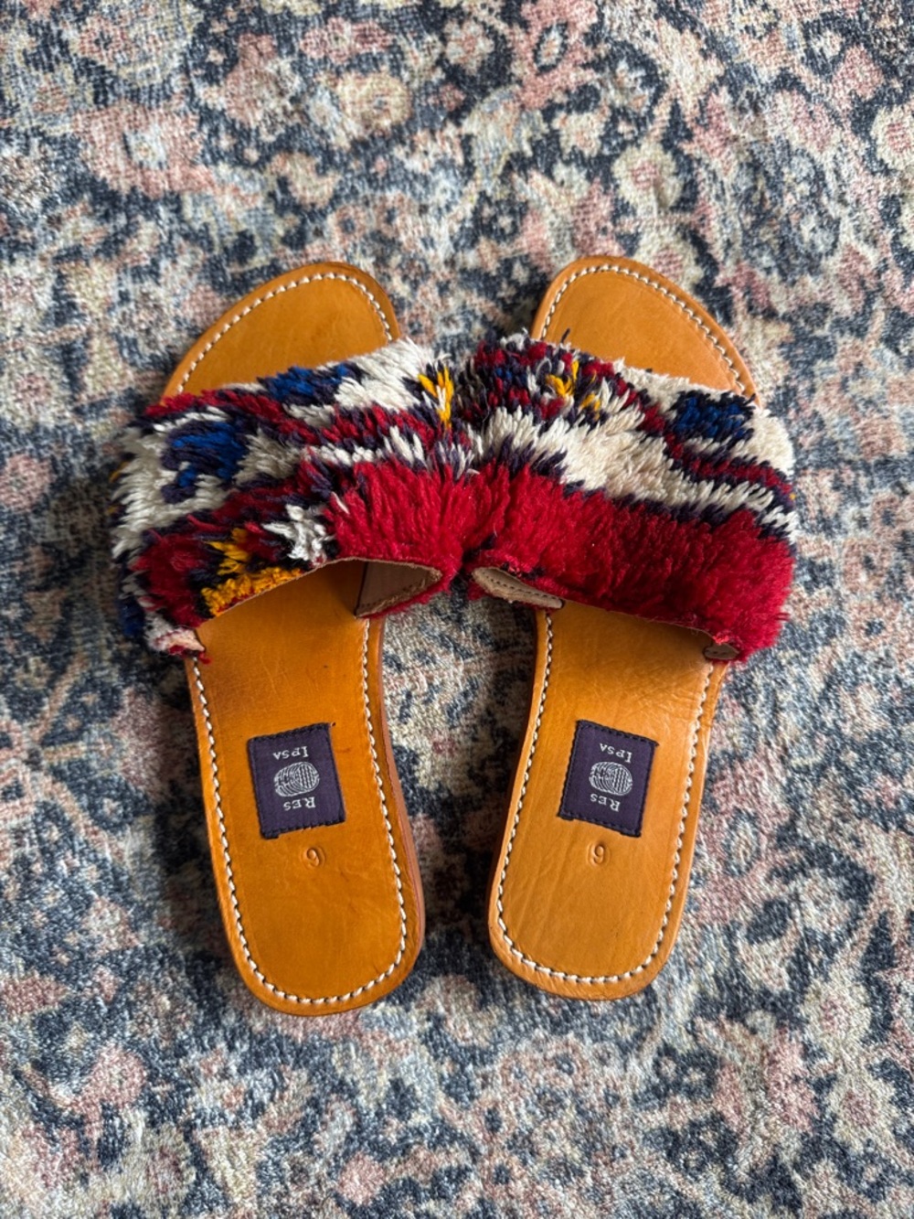 Res Ipsa Colorful Red Patterned Slide Sandals for Women